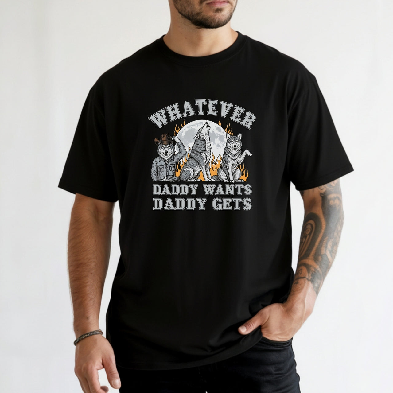 Whatever Dad Wants Dad Gets T-Shirt – Funny Werewolf Meme Tee – Cringe Humor Graphic Top