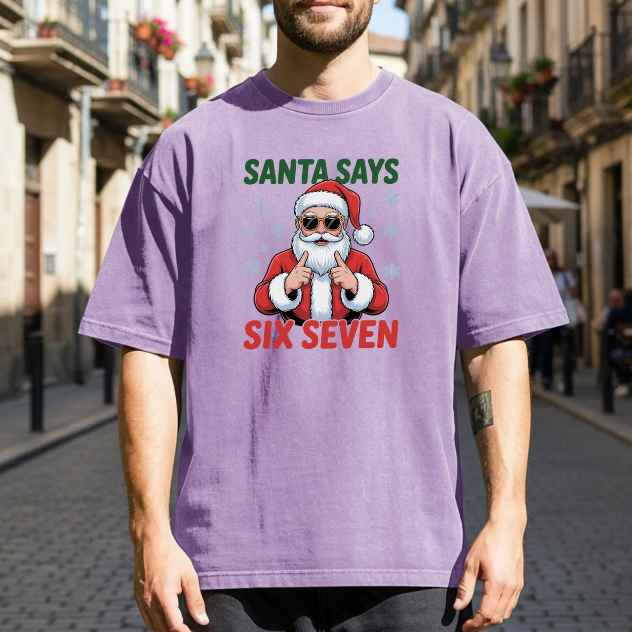 Funny Santa Says Six Seven T-Shirt – Christmas Meme Graphic Tee