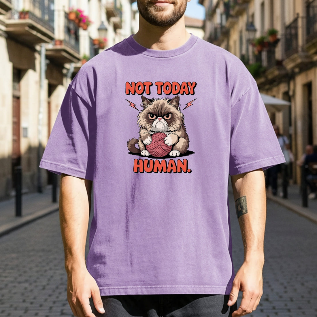 Not Today Human T-Shirt - Funny Cat Sarcastic Graphic Tee