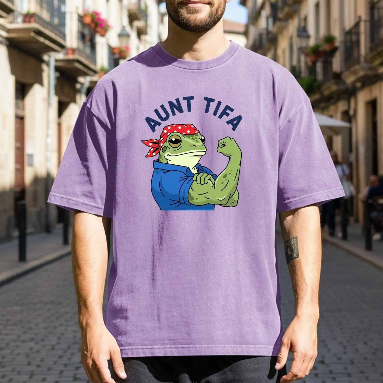 Aunt Tifa Resist Frog T-Shirt – Humorous Graphic Tee for Adults