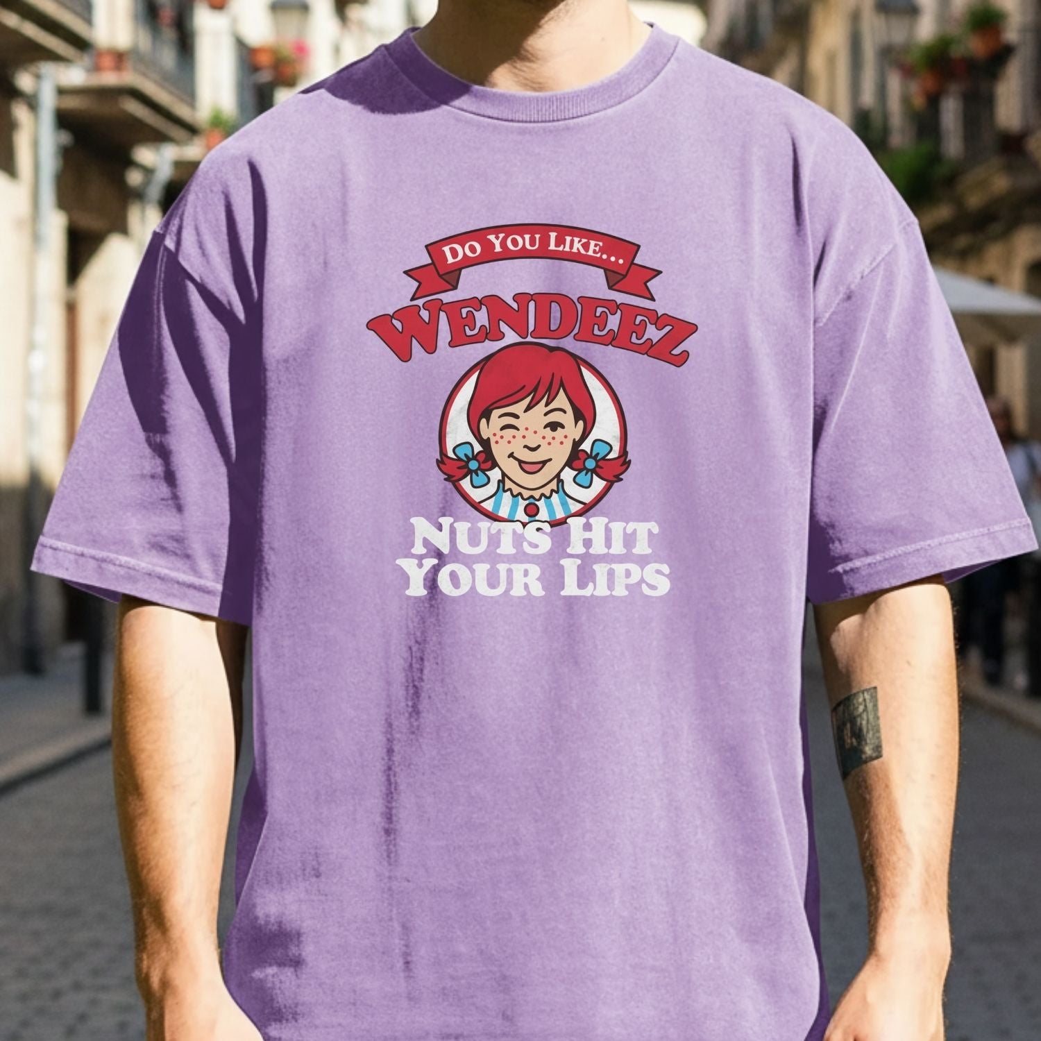 Wendeez Nuts Hit Your Lips Funny Retro Meme Shirt – Cheeky Humor Tee, Embarrassing Joke Gift for Adults