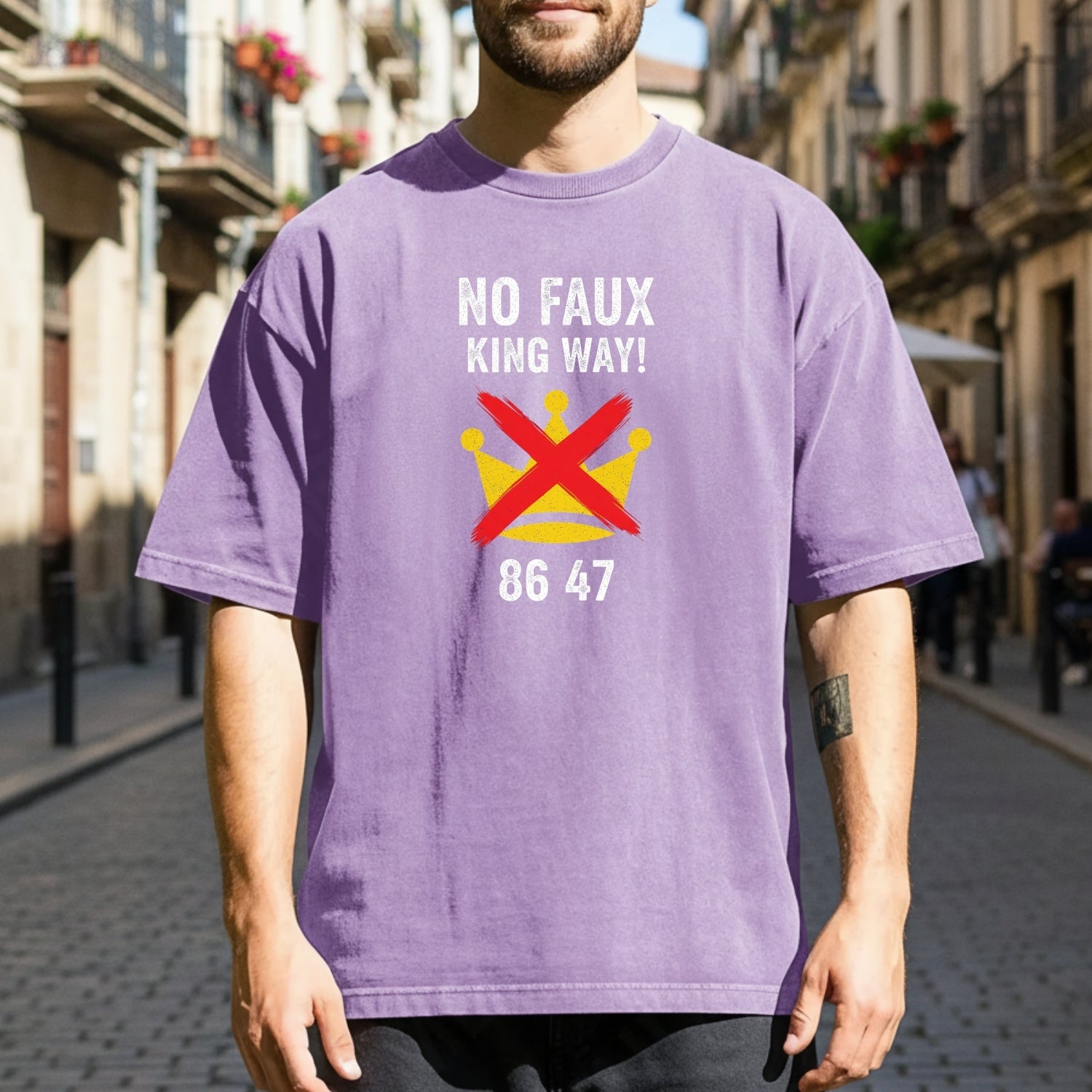 No Faux King Way 8647 Tee – Witty Wordplay Graphic Shirt