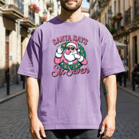 Funny Pink Santa Says Six Seven T-Shirt – Christmas Meme Graphic Tee