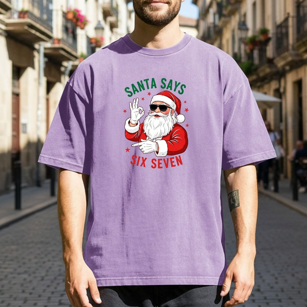 Funny Santa Says Six Seven T-Shirt – Christmas Meme Graphic Tee