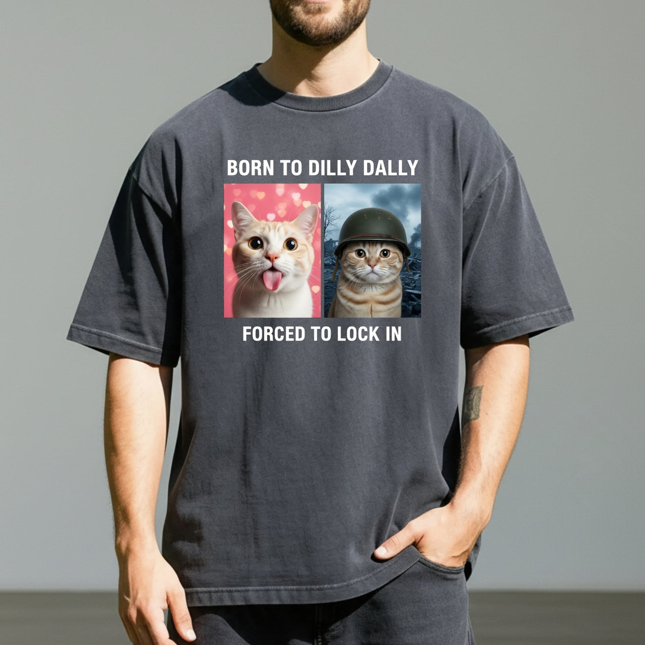 Born to Dilly Dally Forced to Lock In T-Shirt – Funny Viral Meme Tee – Trendy Humor Graphic Top