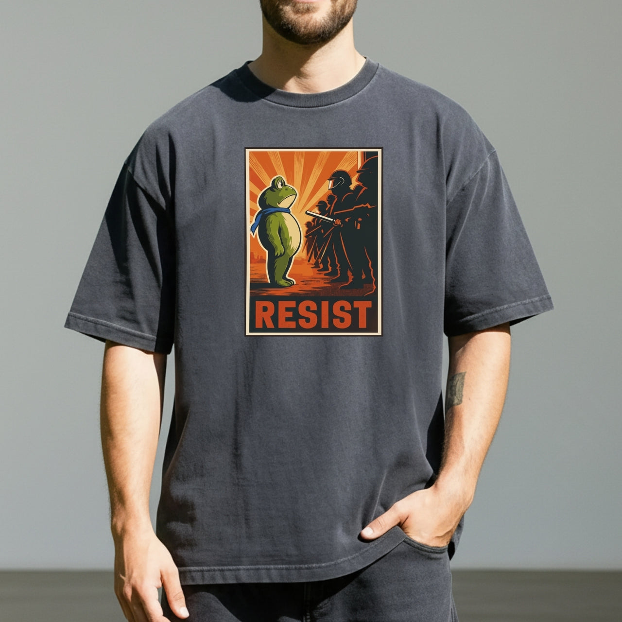 Portland Frog Shirt – Funny Rebel Graphic Tee – No Kings in America Parody Design