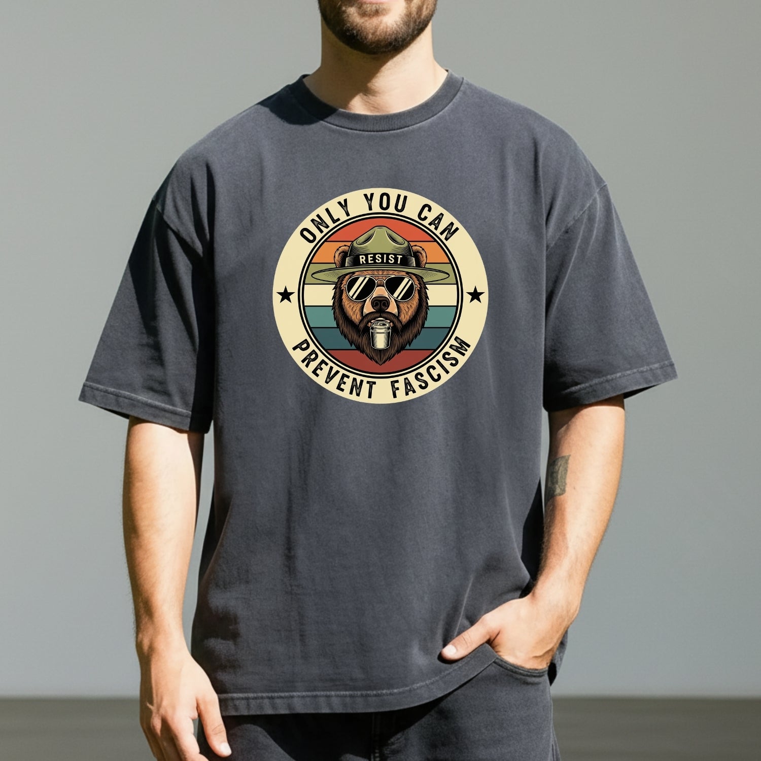 Retro Forest Ranger Bear T-Shirt – Funny Environmental Parody Tee – Vintage Nature Graphic