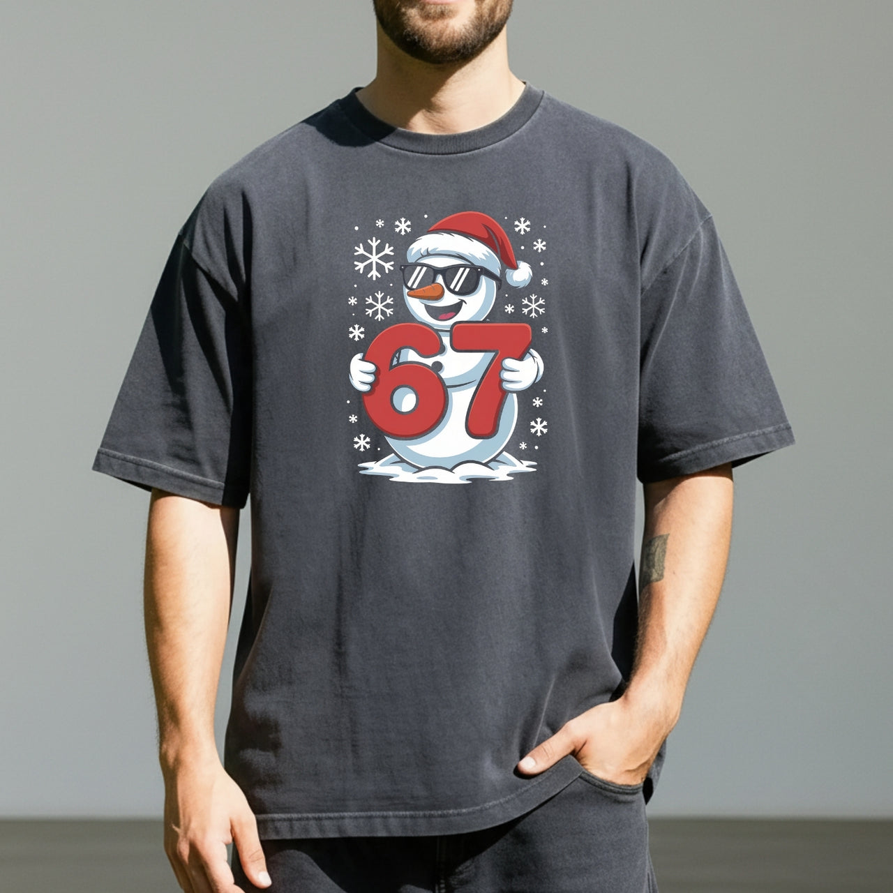 Funny Snowman Six Seven T-Shirt – Christmas Meme Graphic Tee.png