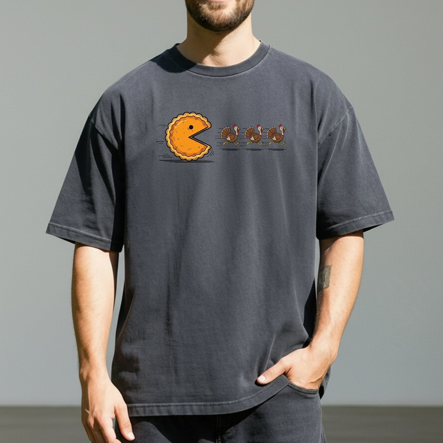 Retro Turkey Chase Shirt – Funny Thanksgiving Pumpkin Pie Tee