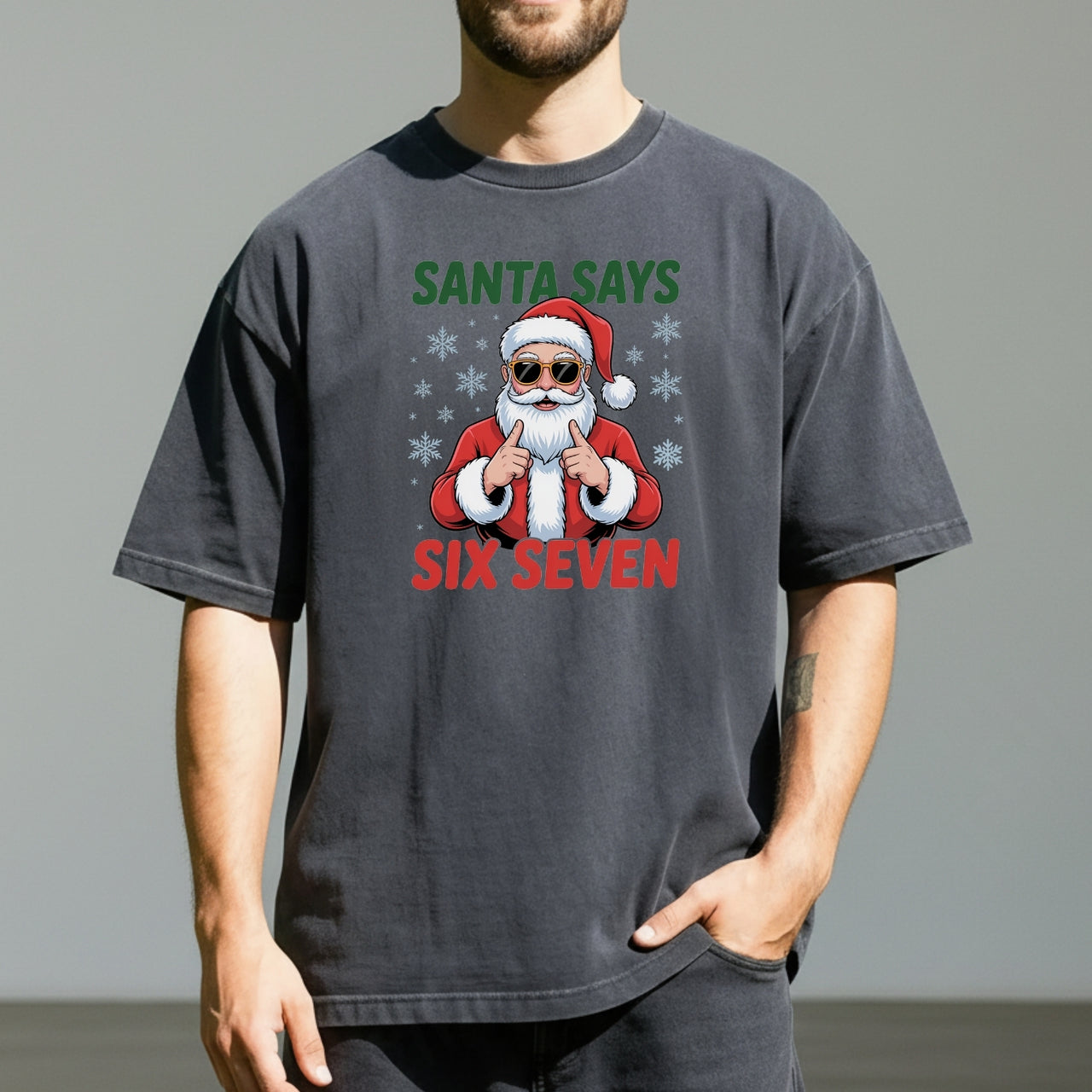 Funny Santa Says Six Seven T-Shirt – Christmas Meme Graphic Tee