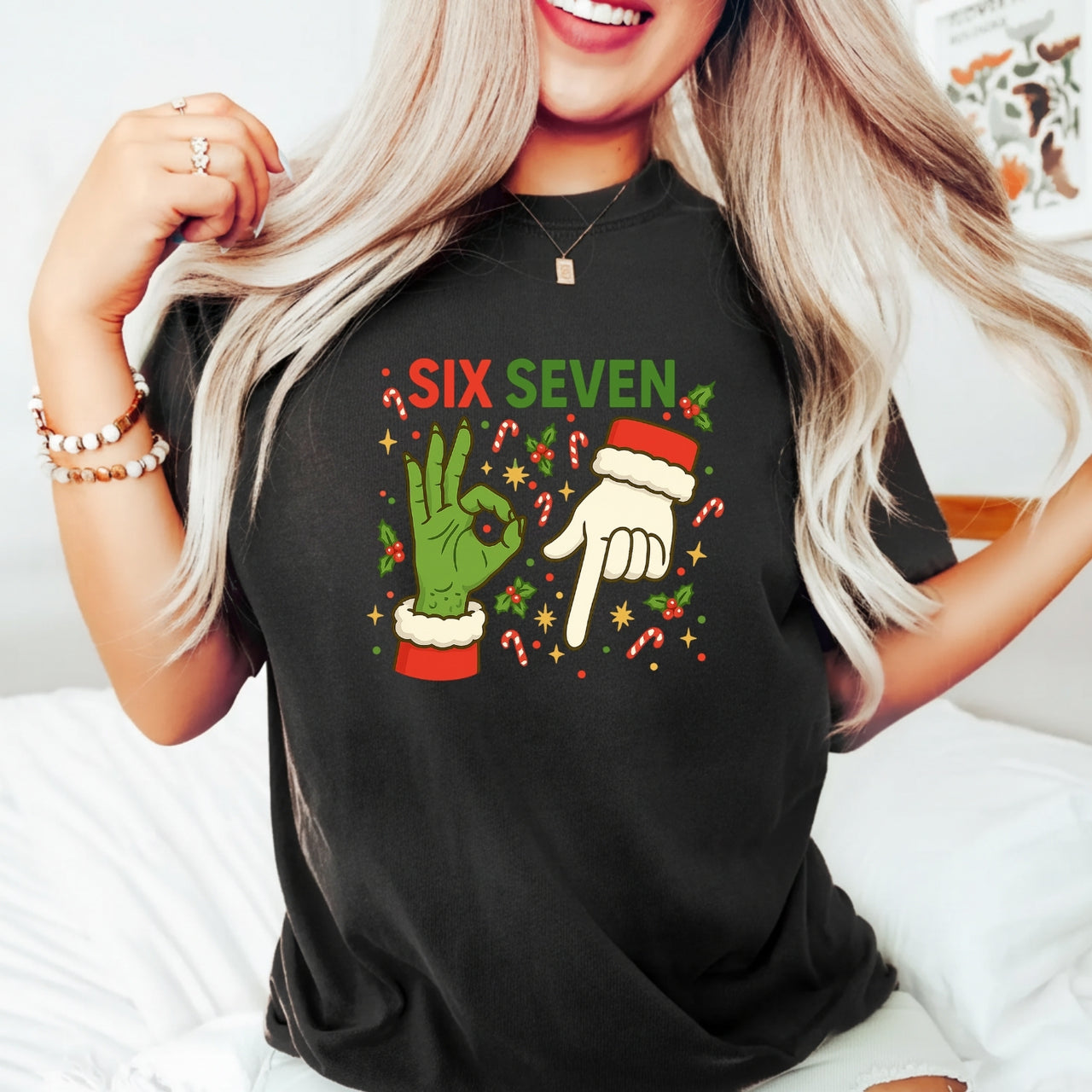 6 7 Meme Christmas Tee – Funny Santa Holiday Graphic Shirt