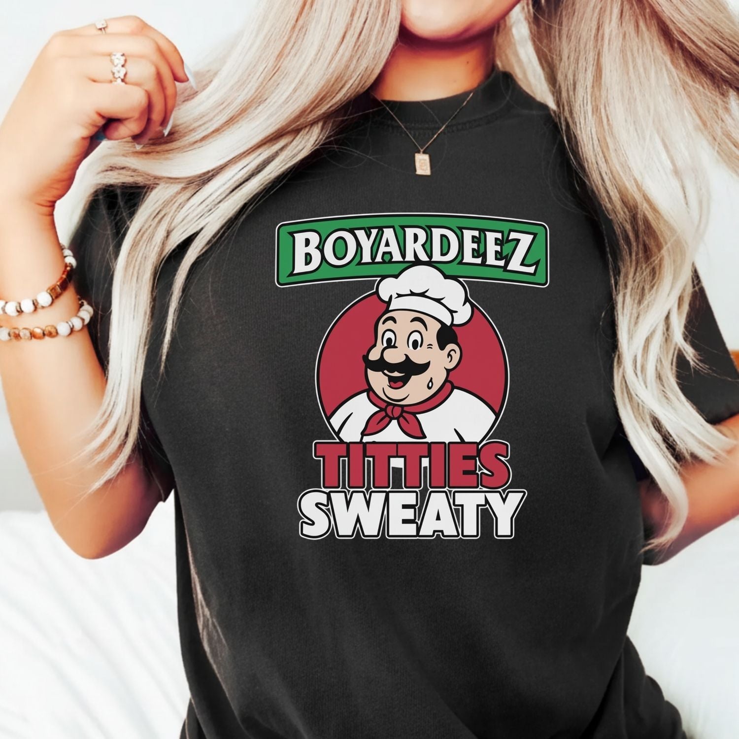 Retro Boyardeez Titties Sweaty Meme Tee - Funny Graphic T-Shirt - Extra Sweaty Edition Humor Shirt