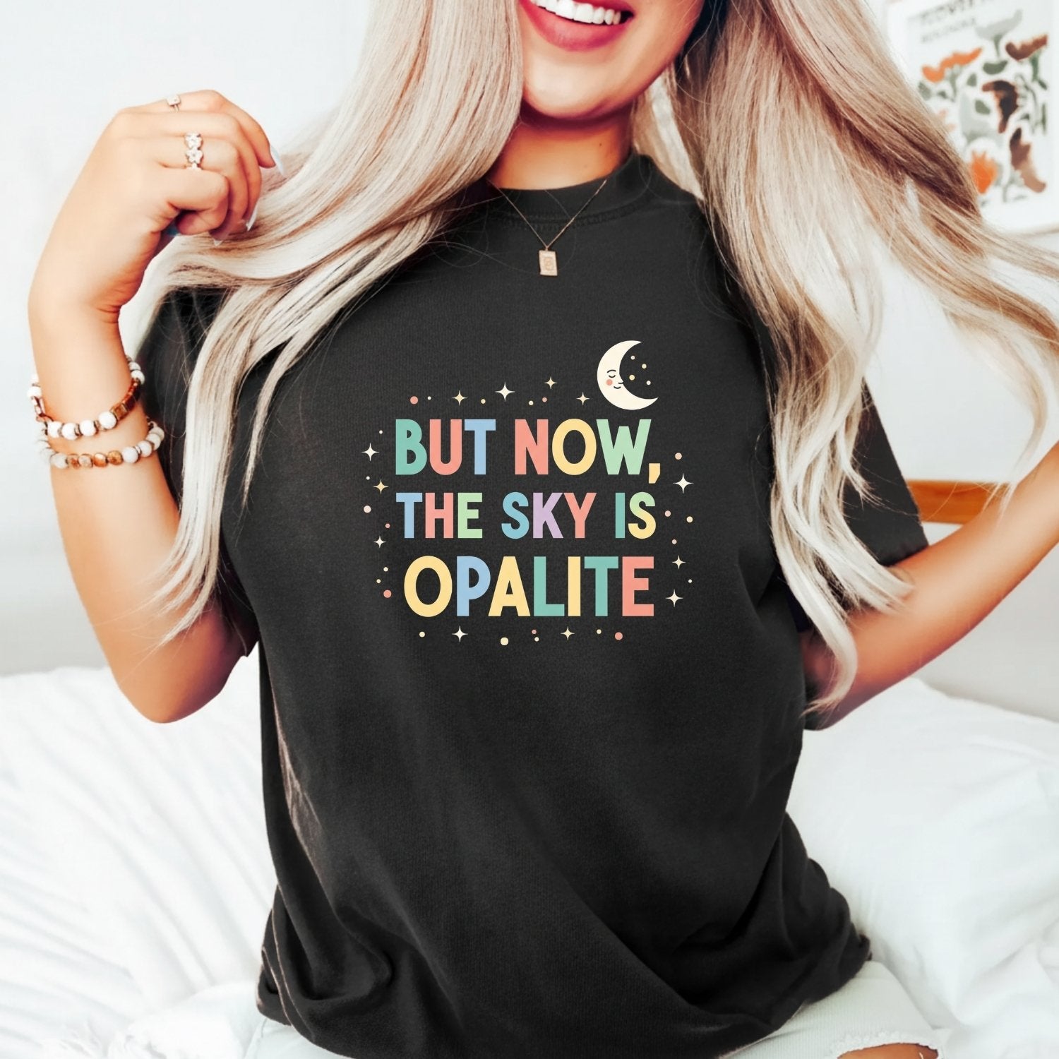 Opalite Showgirl Graphic Tee – Poetic Romantic Pastel Shirt