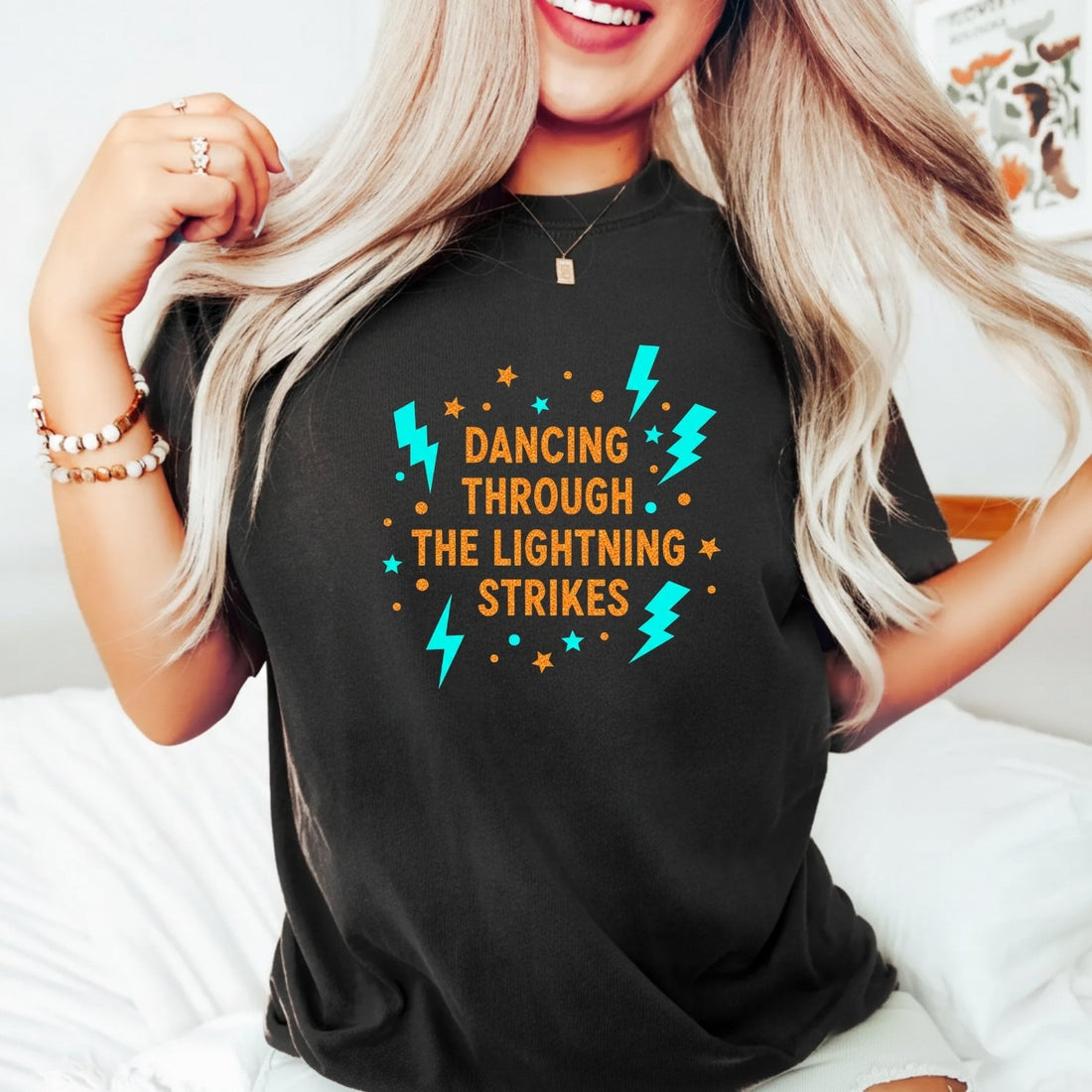 Dancing Through the Lightning Shirt – Vintage Opalite Sky Graphic Tee