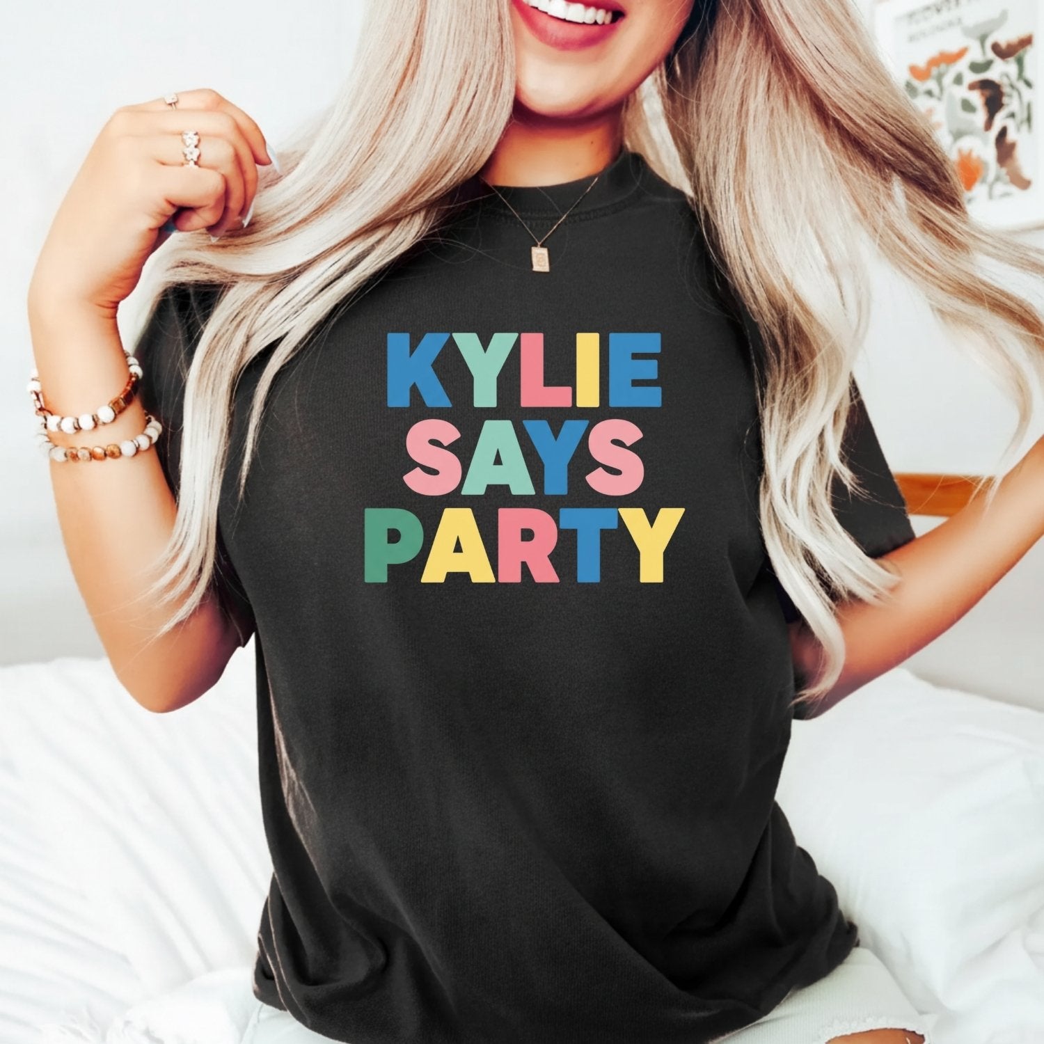 Kylie Says Party Shirt – Retro Disco Pop-Inspired Graphic Tee