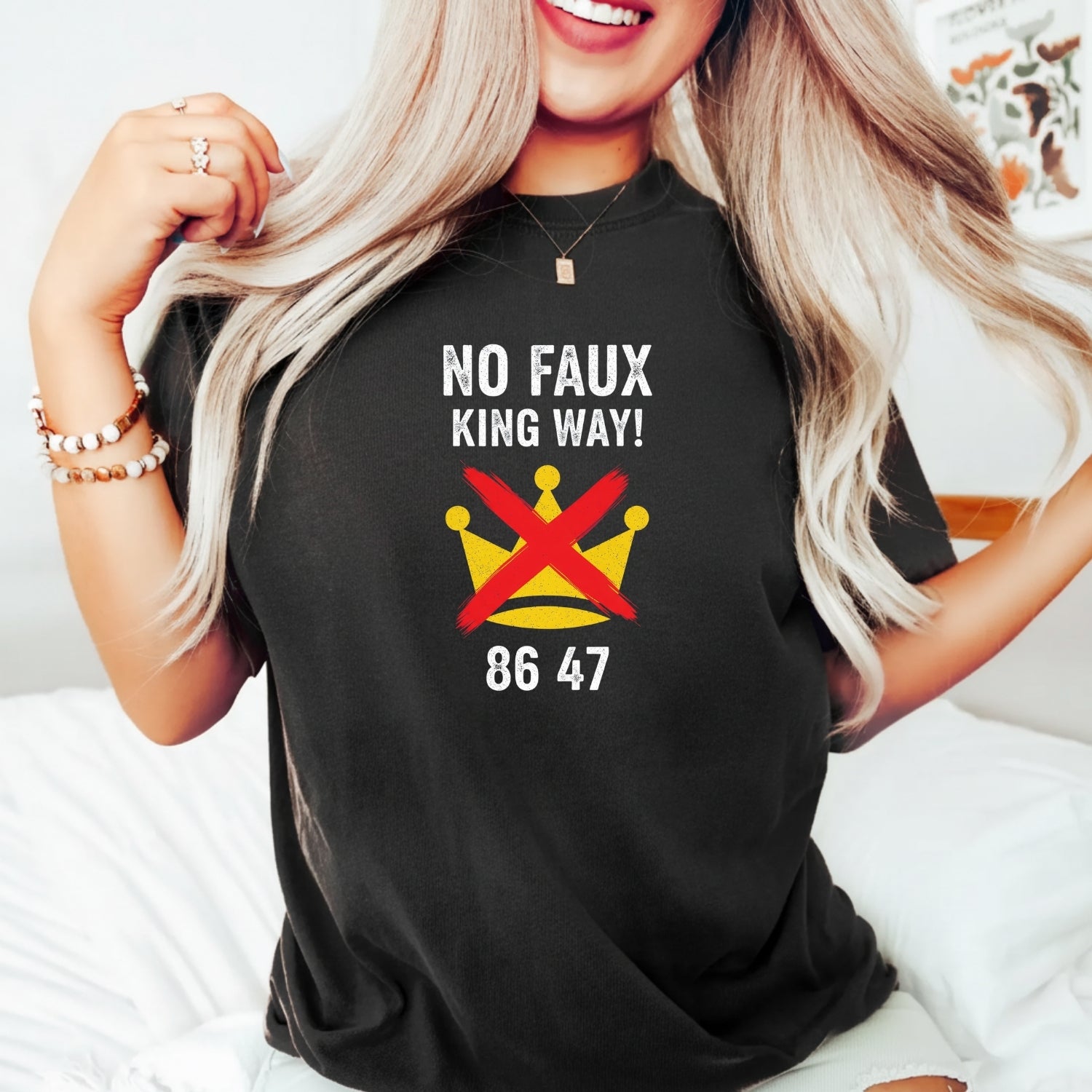 No Faux King Way 8647 Tee – Witty Wordplay Graphic Shirt