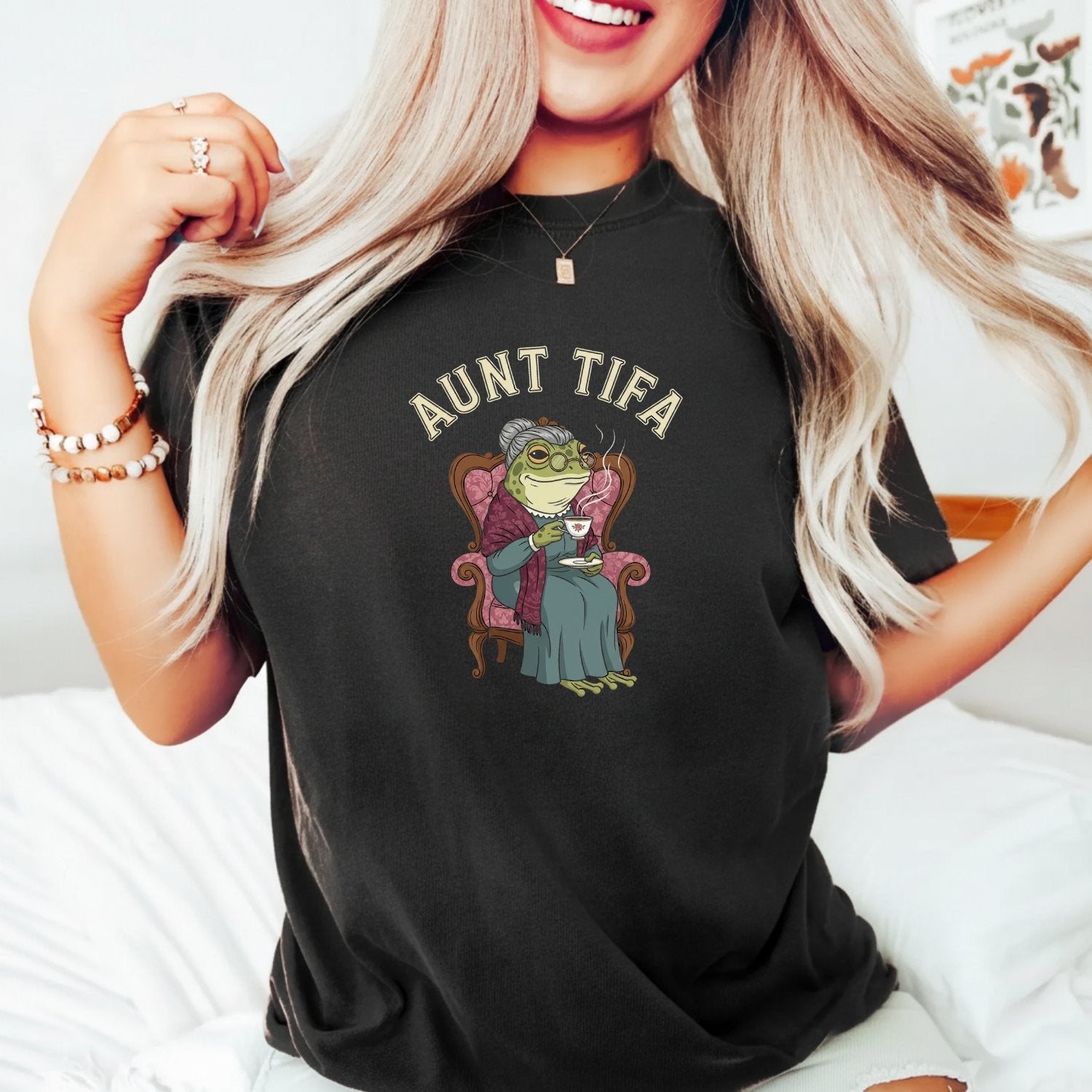 Funny Aunt Tifa T-Shirt – Frog Meme Humor Graphic Tee