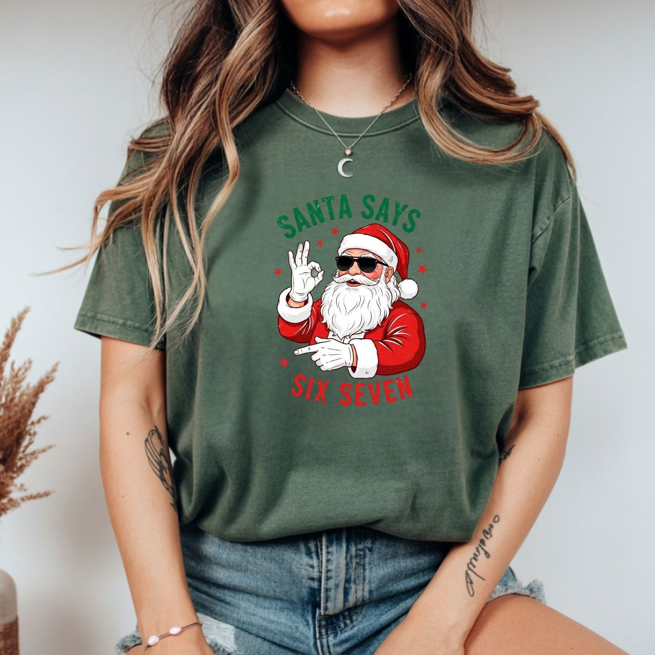 Funny Santa Says Six Seven T-Shirt – Christmas Meme Graphic Tee