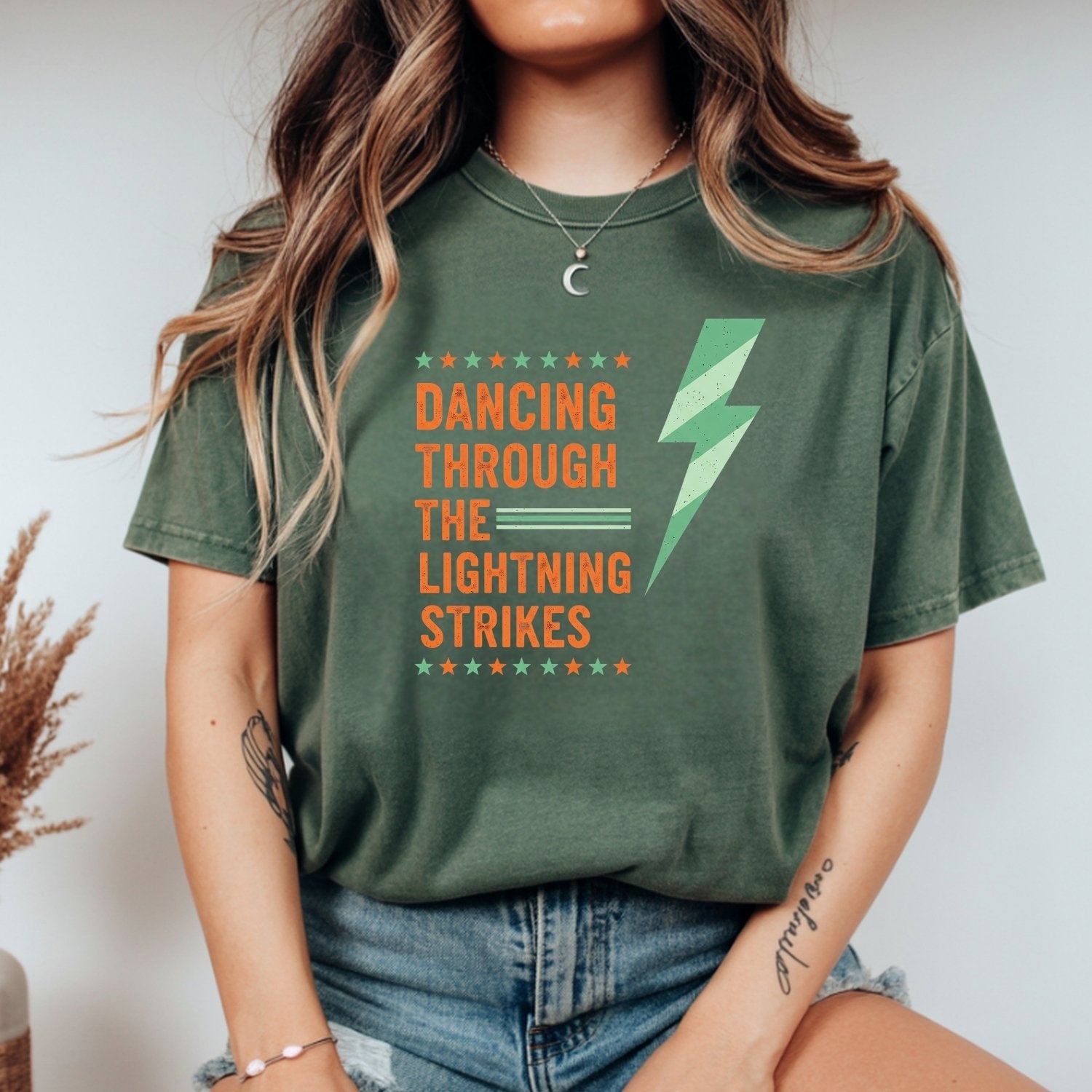 Dancing Through the Lightning Strikes Shirt – Vintage Lightning & Showgirl Era Graphic Tee