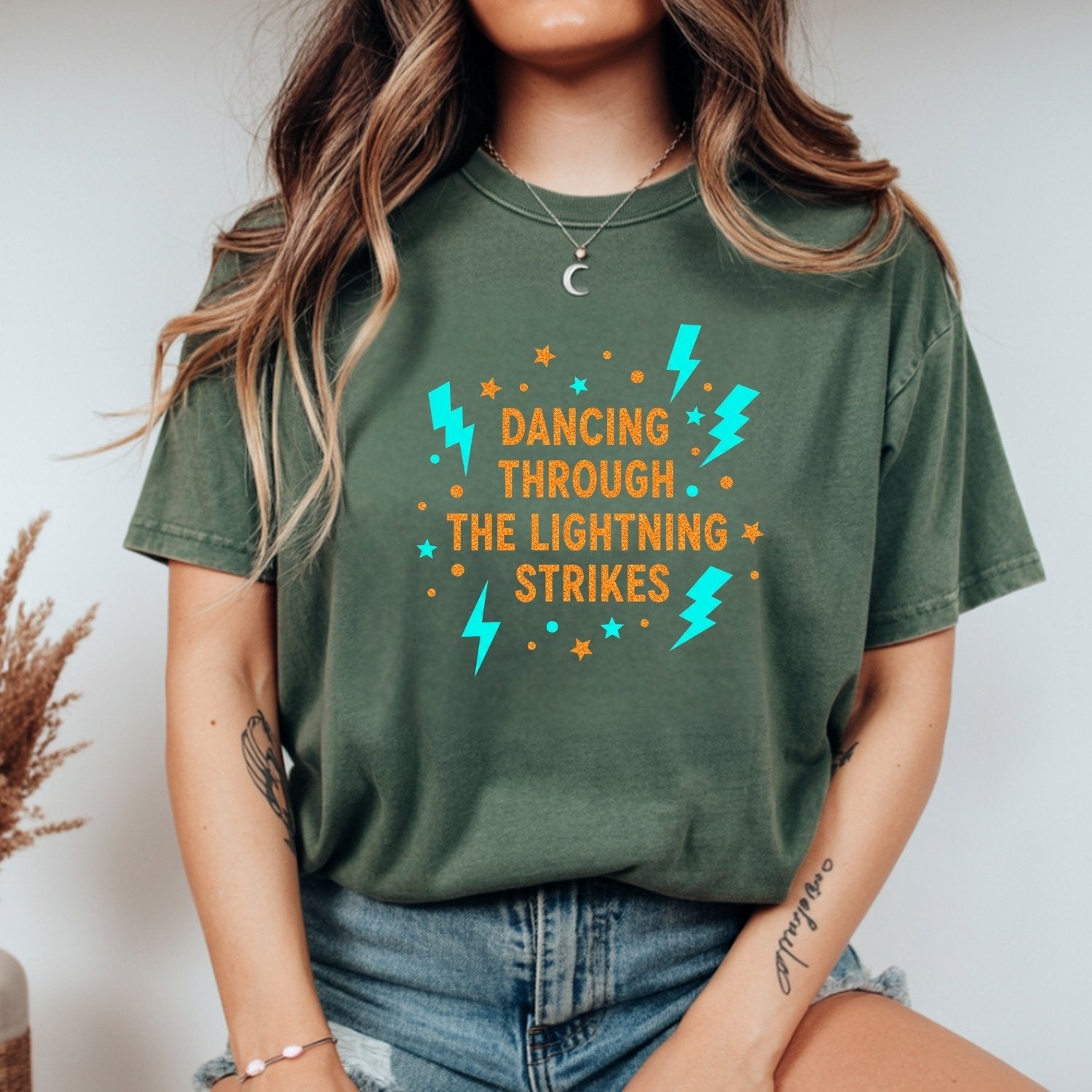 Dancing Through the Lightning Shirt – Vintage Opalite Sky Graphic Tee