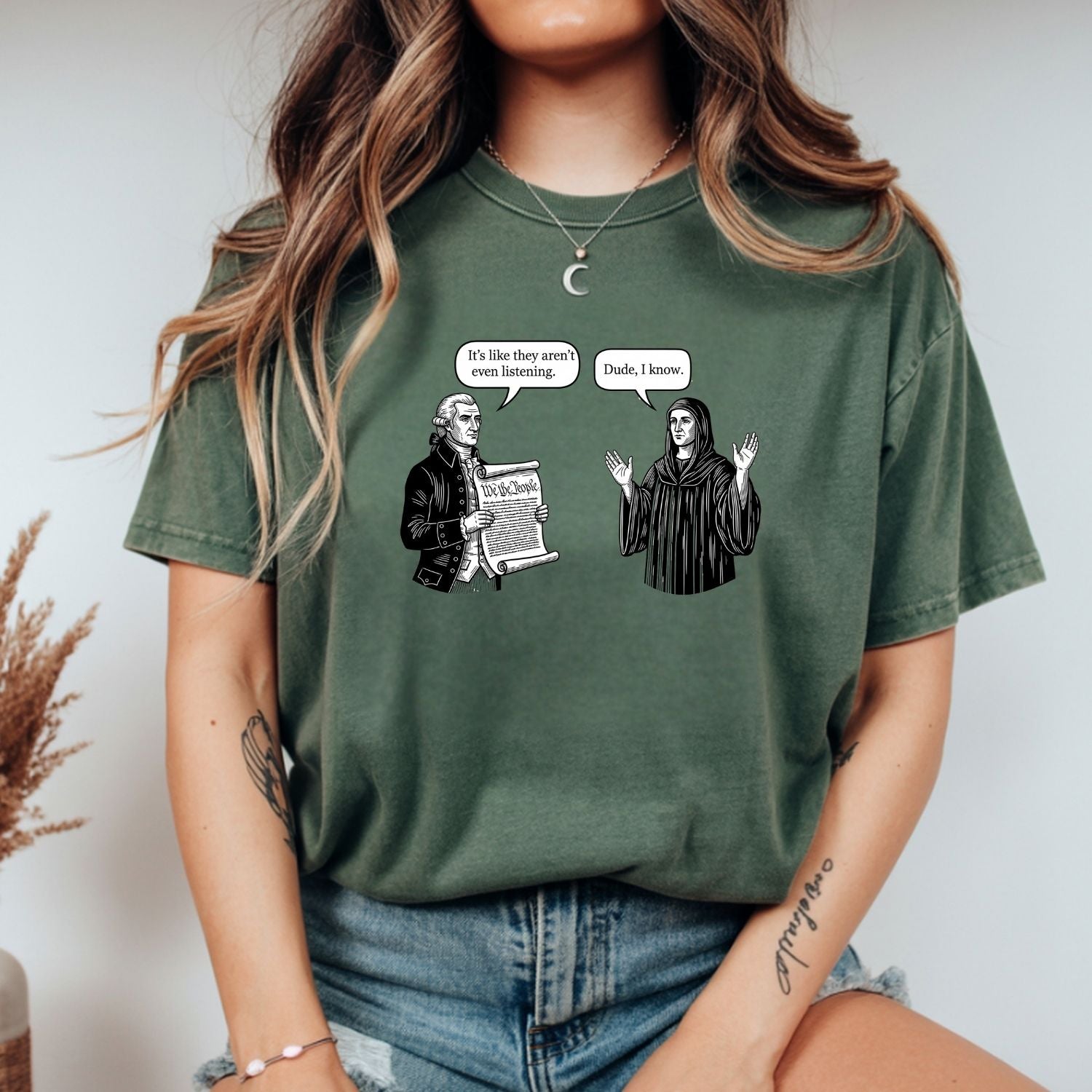 George and Jesus Tee – Retro USA Inspired Graphic Shirt – Vintage Patriotic Design