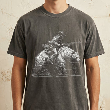 Retro Cowboy Riding Bear Graphic T-Shirt - Vintage 90s Style Tee