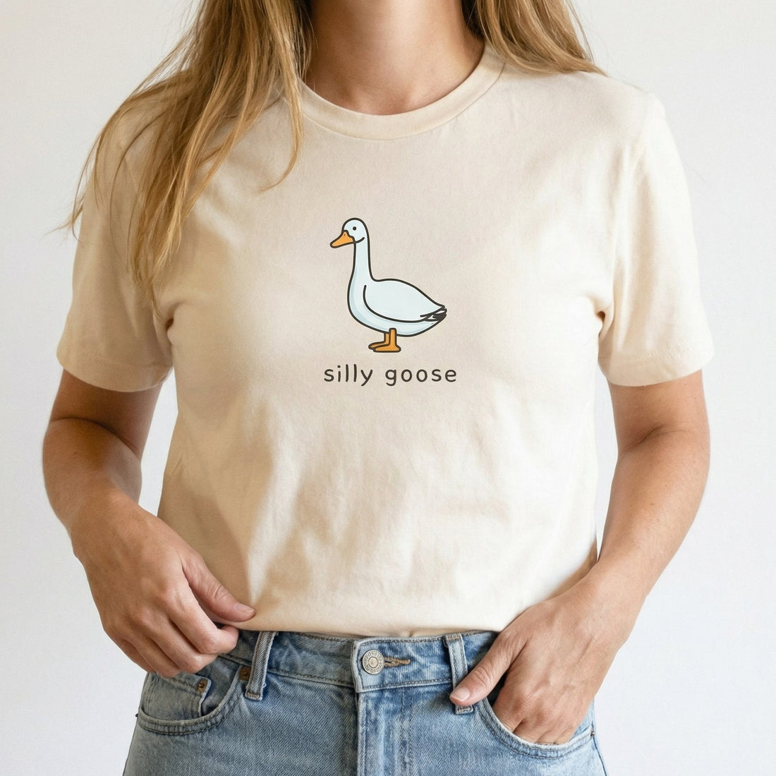 Minimal Silly Goose Graphic T-Shirt - Cute Animal Lover Tee