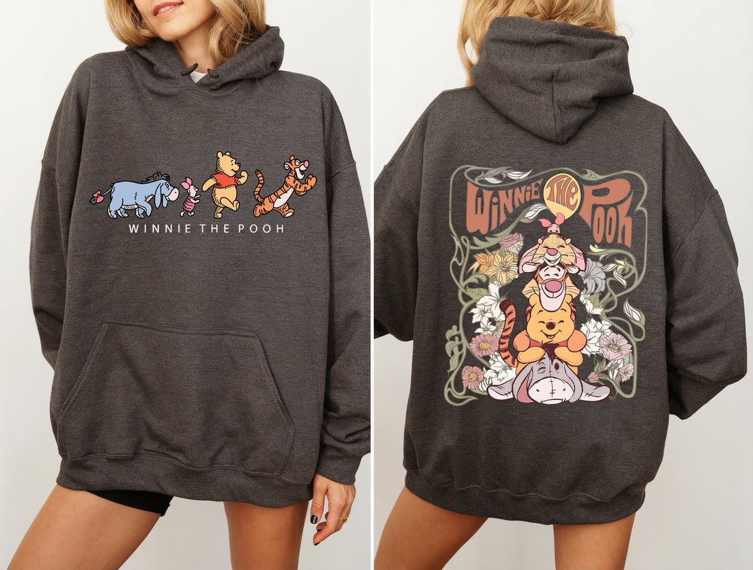 Retro Cartoon Bear Friends Graphic Sweatshirt - Cozy Vintage Style Top