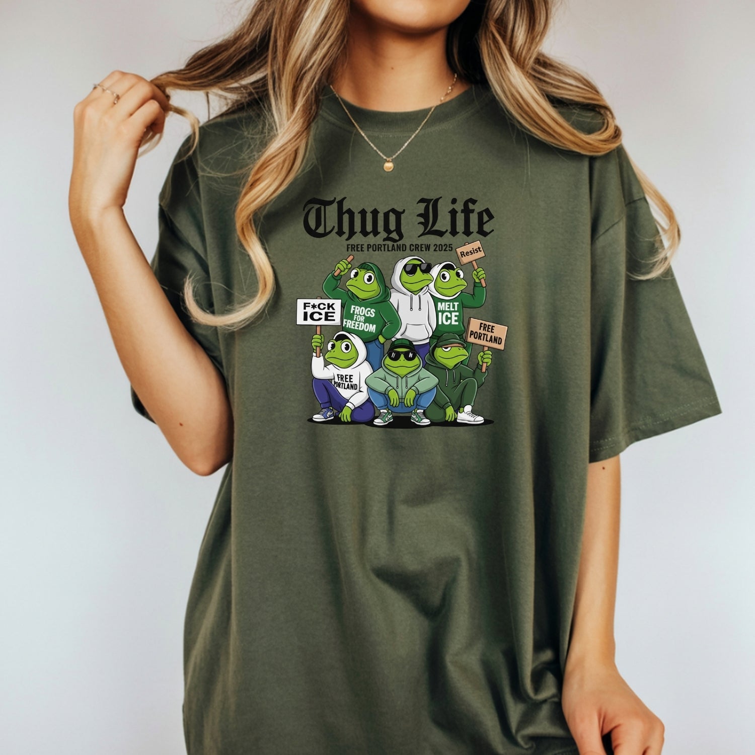Thug Life Portland Frog T-Shirt – Funny Rebellious Streetwear Tee – Freedom Graphic Top