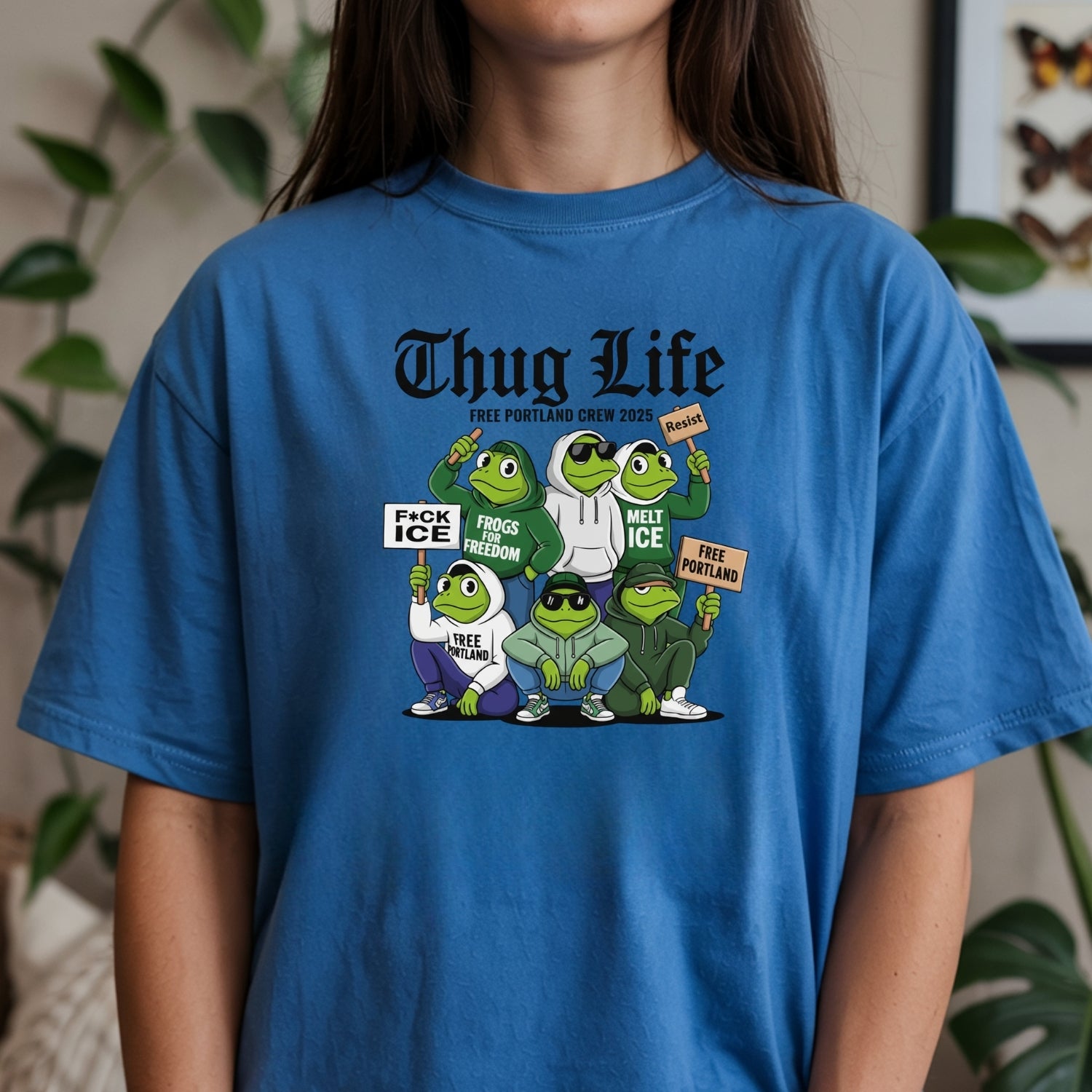 Thug Life Portland Frog T-Shirt – Funny Rebellious Streetwear Tee – Freedom Graphic Top