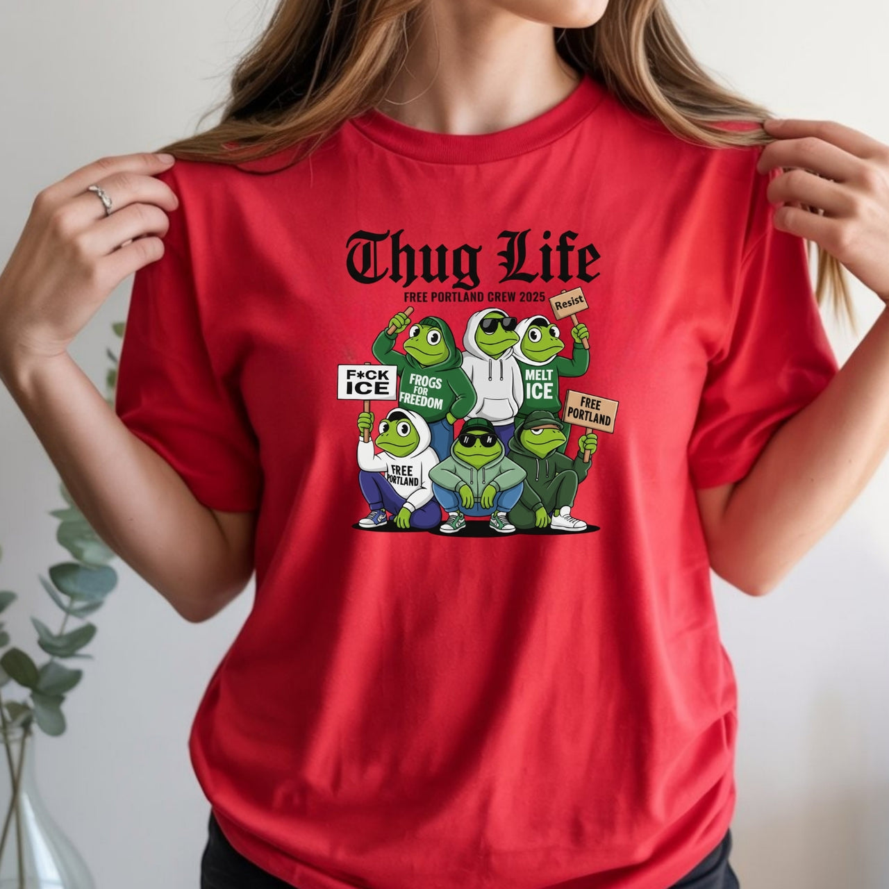 Thug Life Portland Frog T-Shirt – Funny Rebellious Streetwear Tee – Freedom Graphic Top