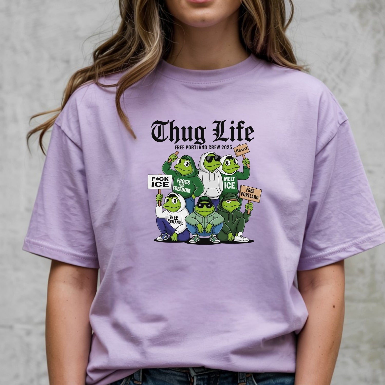Thug Life Portland Frog T-Shirt – Funny Rebellious Streetwear Tee – Freedom Graphic Top