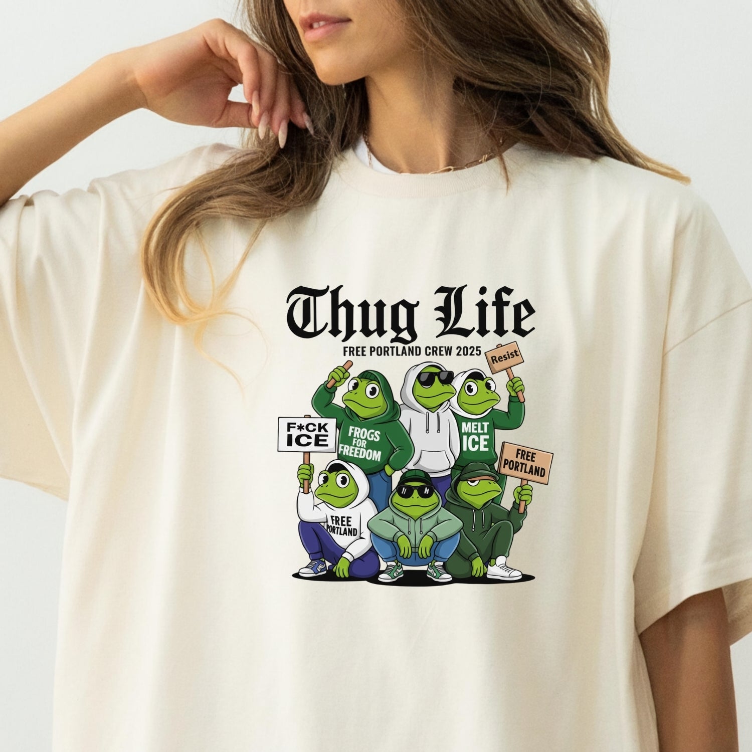 Thug Life Portland Frog T-Shirt – Funny Rebellious Streetwear Tee – Freedom Graphic Top