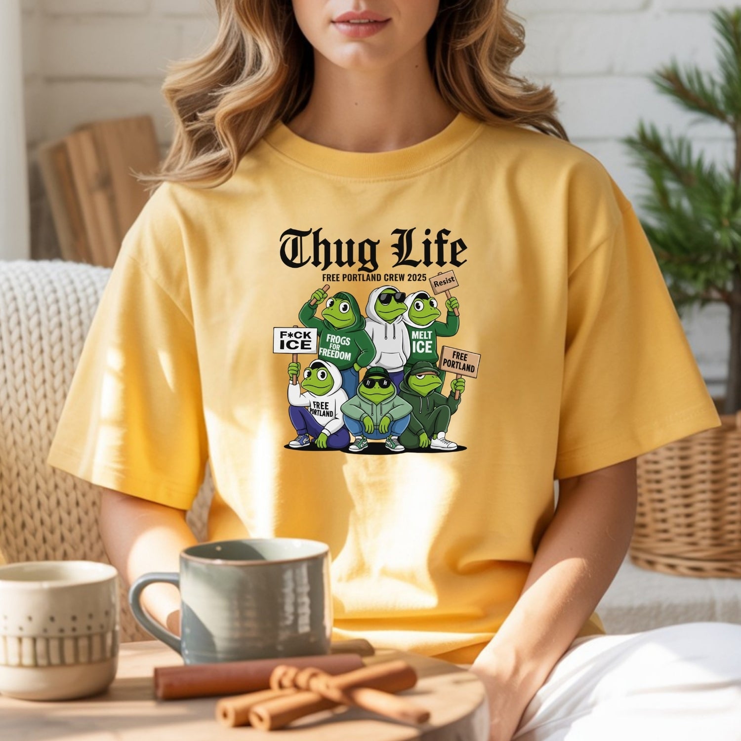Thug Life Portland Frog T-Shirt – Funny Rebellious Streetwear Tee – Freedom Graphic Top