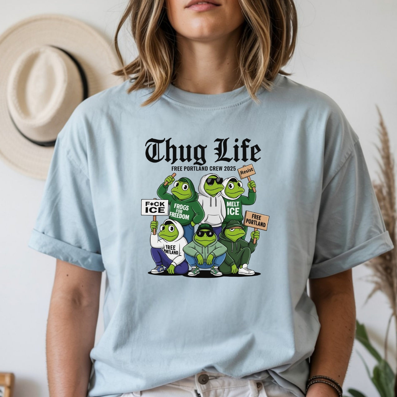 Thug Life Portland Frog T-Shirt – Funny Rebellious Streetwear Tee – Freedom Graphic Top