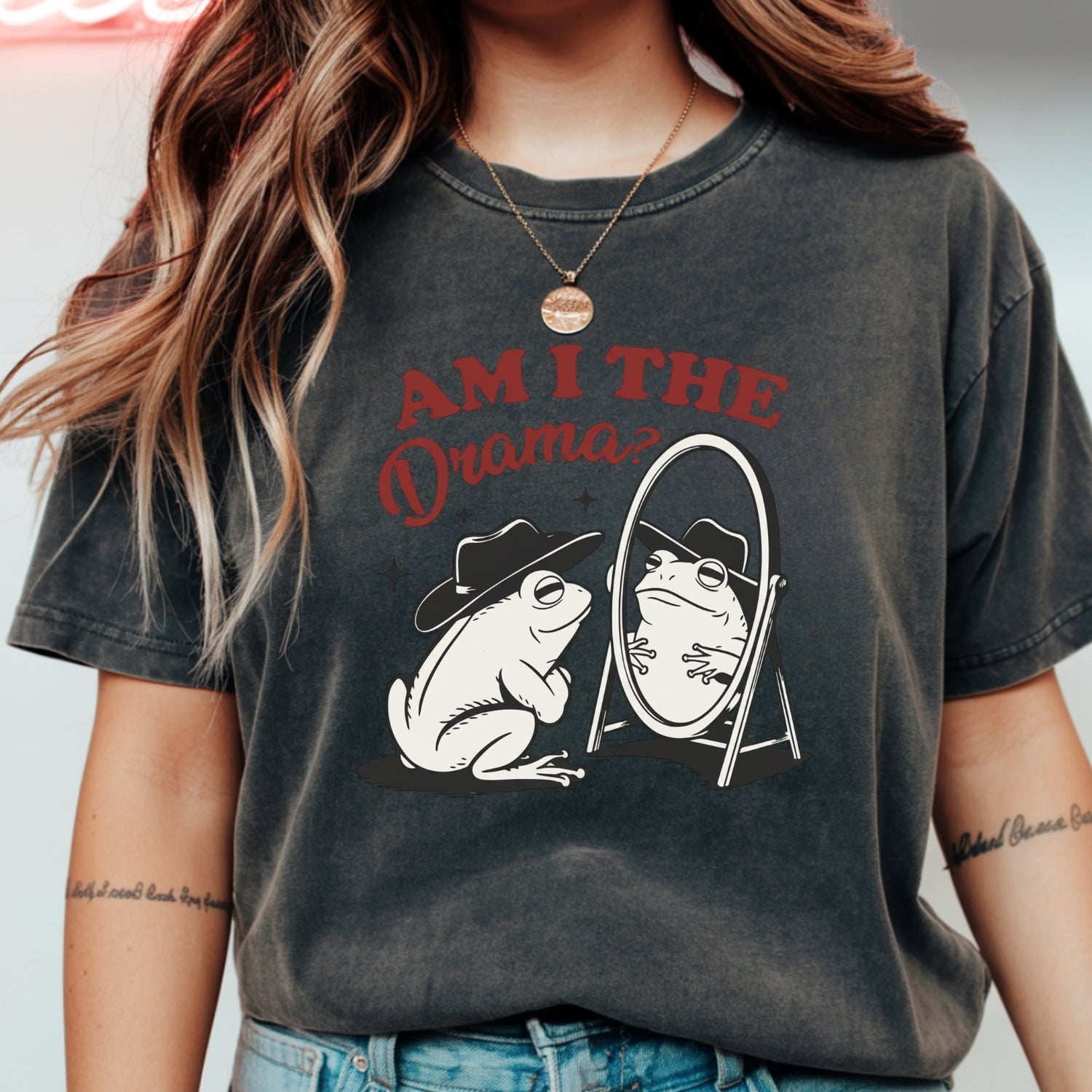 Am I the Drama Shirt – Funny Cowboy Frog Tee – Snarky Humor Graphic Design