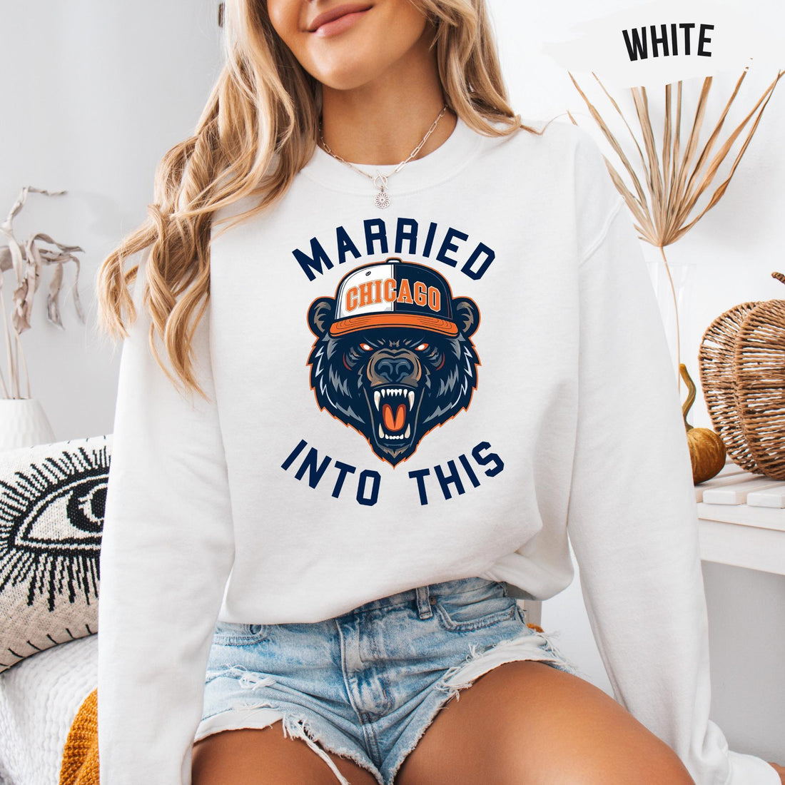 Married Into This Football Sweatshirt – Chicago Football Crewneck, Unisex Game Day Fan Gift
