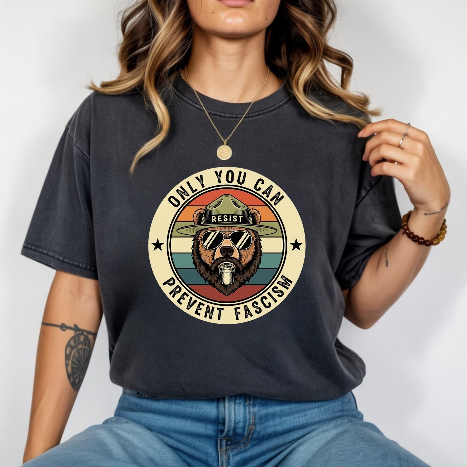 Retro Forest Ranger Bear T-Shirt – Funny Environmental Parody Tee – Vintage Nature Graphic