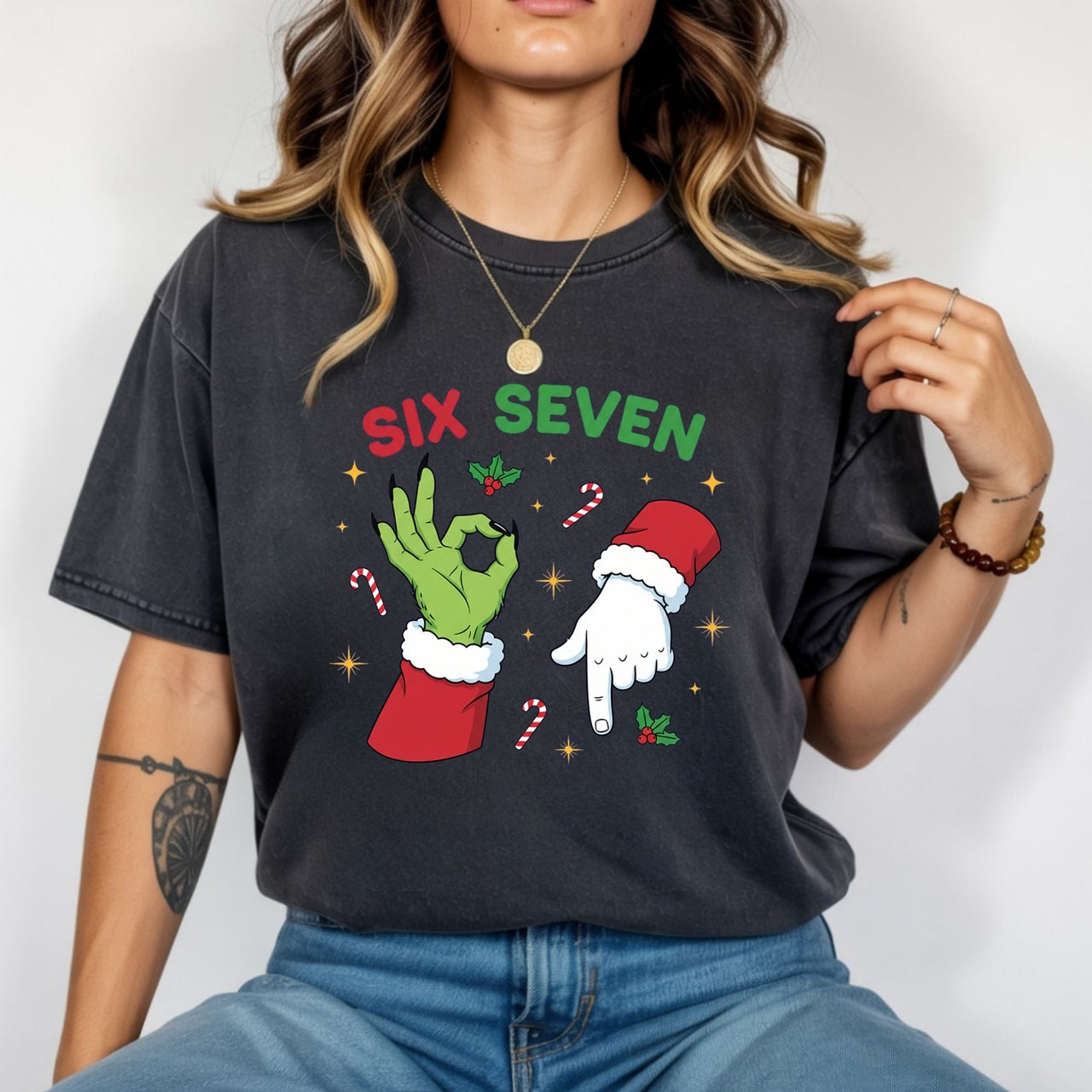Six Seven Christmas T-Shirt – Funny Holiday Meme Graphic Tee