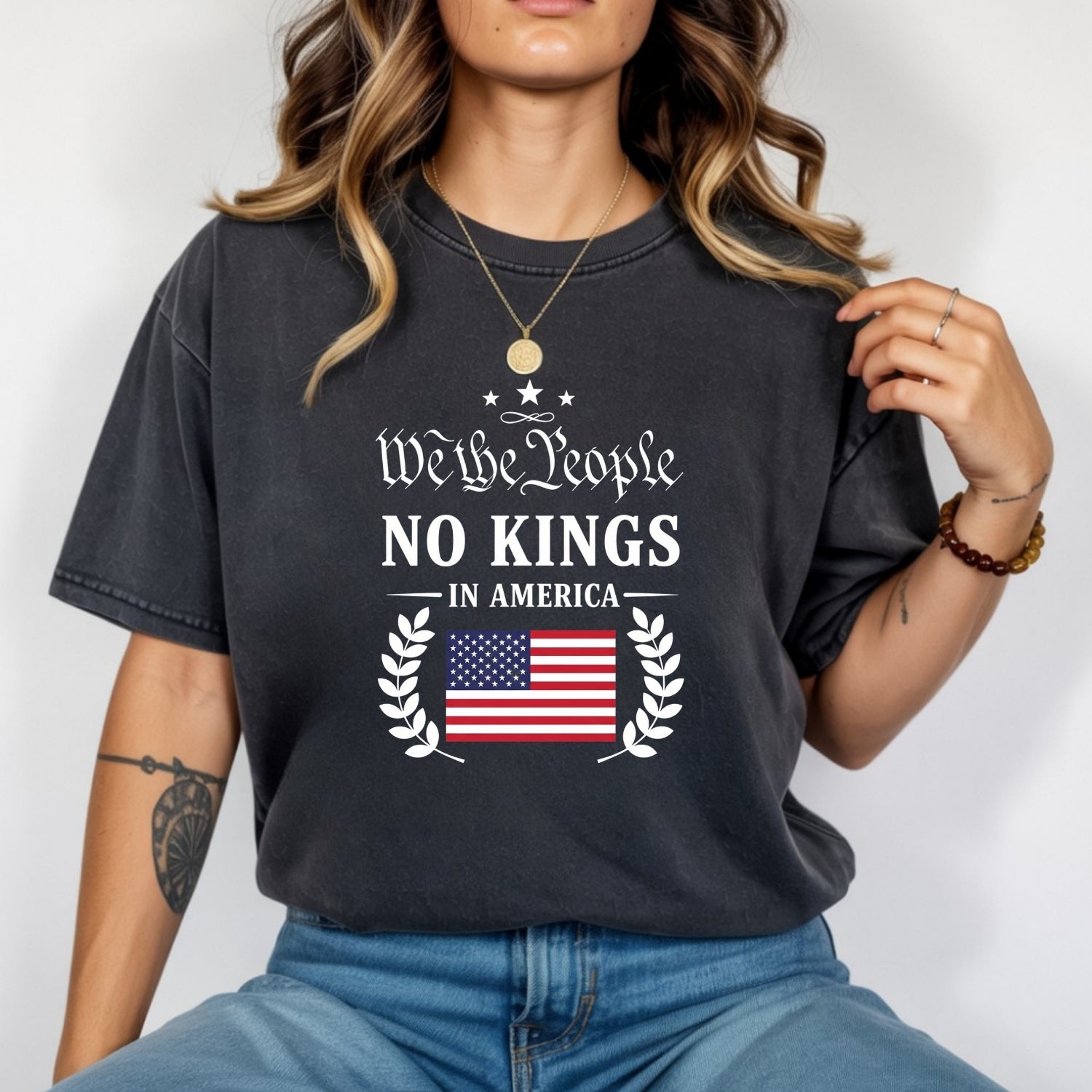 No Kings in America Tee – Liberty & Democracy Statement T-Shirt
