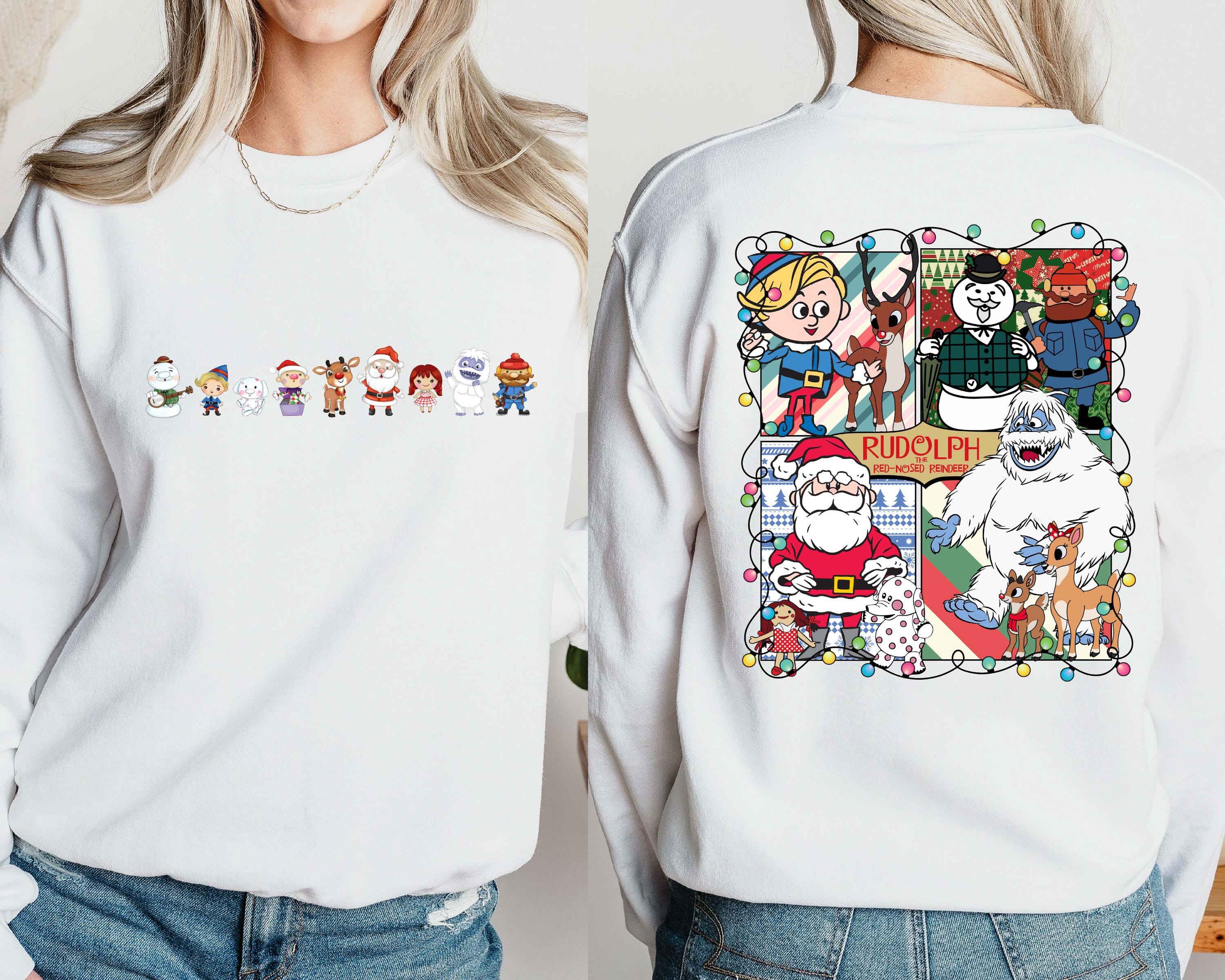 2-Sided Rudolph Red-Nosed Reindeer Sweatshirt, Misfit Toys Christmas Crewneck, Family Holiday Pullover, Christmas Movie Hoodie