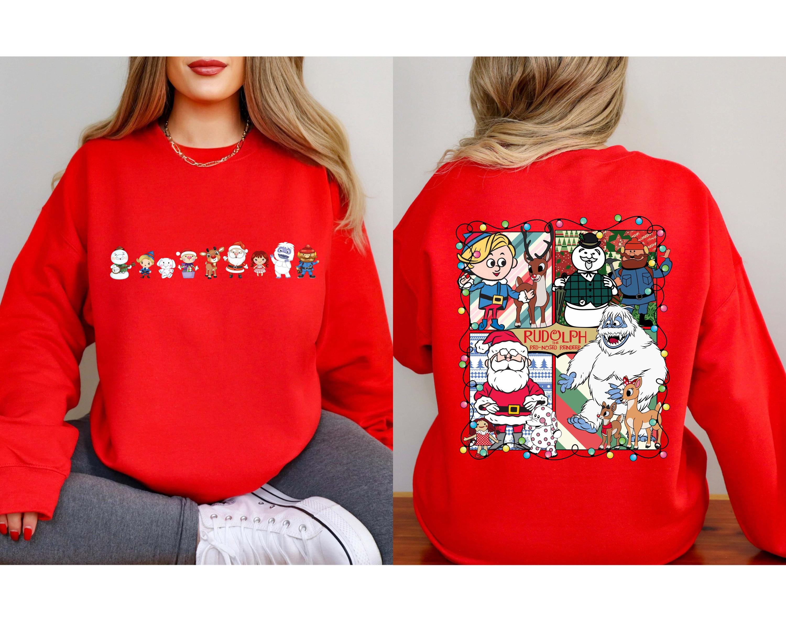 2-Sided Rudolph Red-Nosed Reindeer Sweatshirt, Misfit Toys Christmas Crewneck, Family Holiday Pullover, Christmas Movie Hoodie