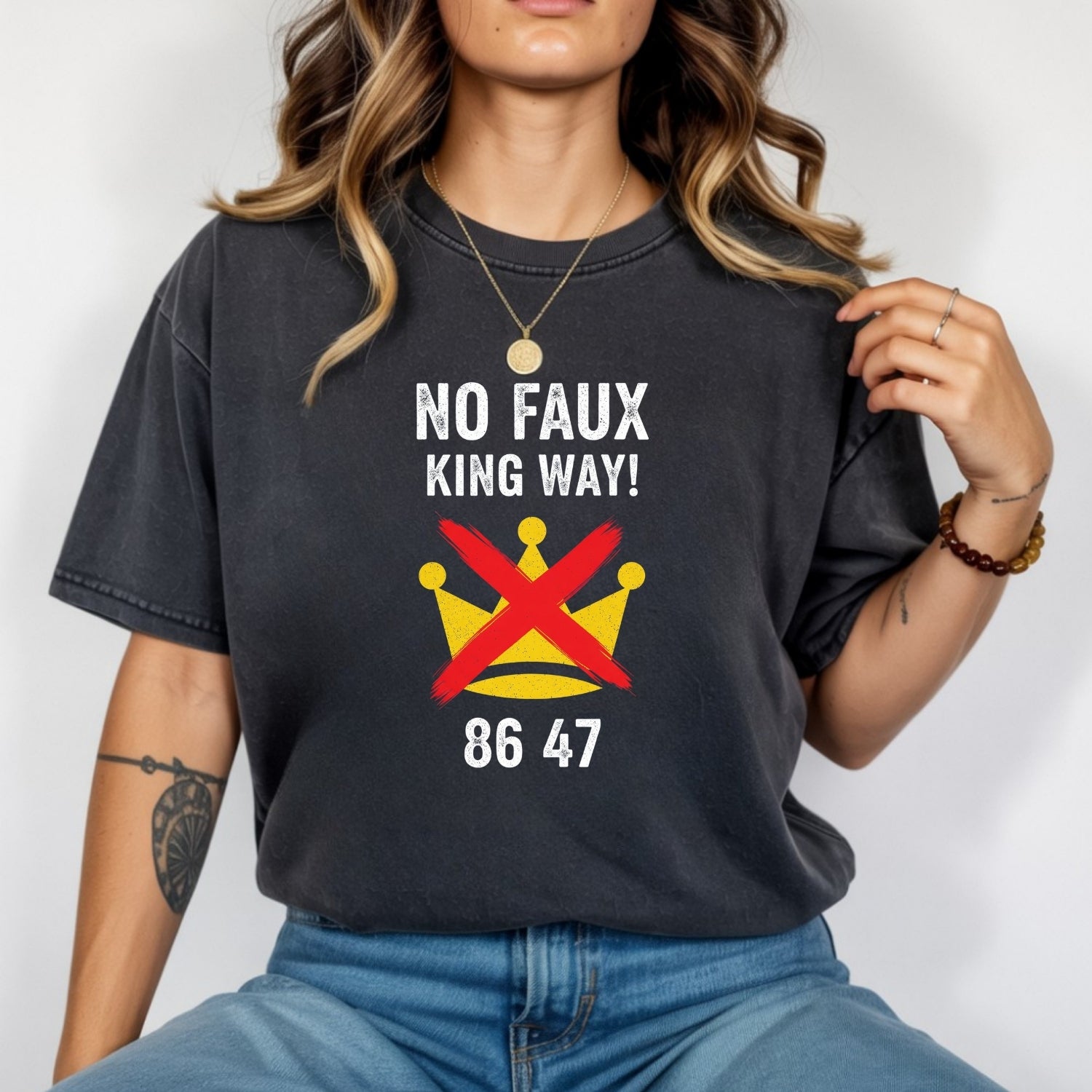 No Faux King Way 8647 Tee – Witty Wordplay Graphic Shirt