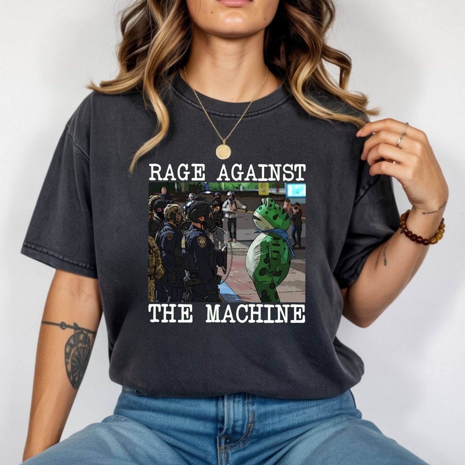 Portland Frog Protest Shirt – Vintage Activist-Inspired Graphic Tee