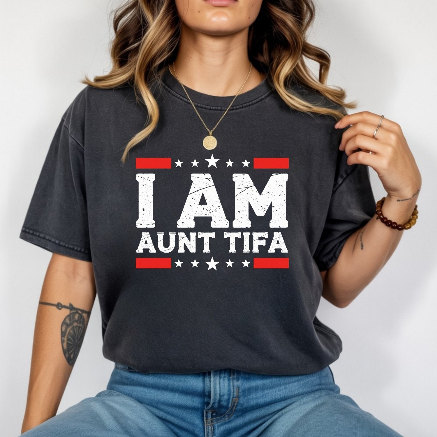I Am Aunt Tifa T-Shirt – Cute Funny Meme Shirt for Women