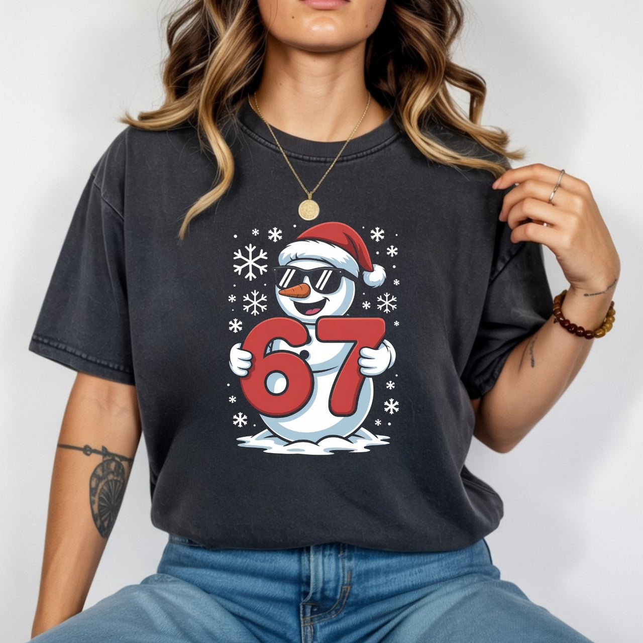 Funny Snowman Six Seven T-Shirt – Christmas Meme Graphic Tee.png