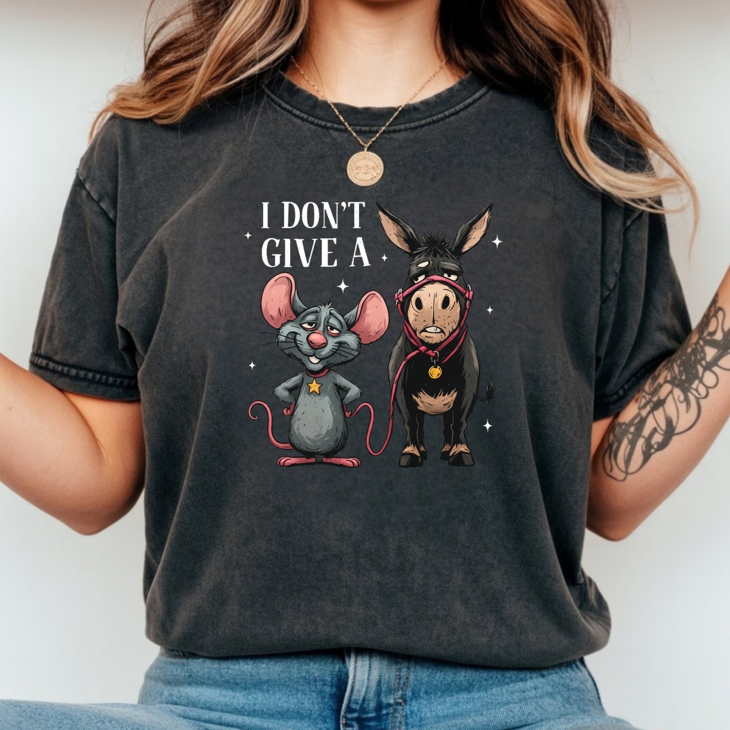 I Don’t Give a Rat’s Tail Shirt – Funny Sarcastic Donkey Tee – Trending Humor Design