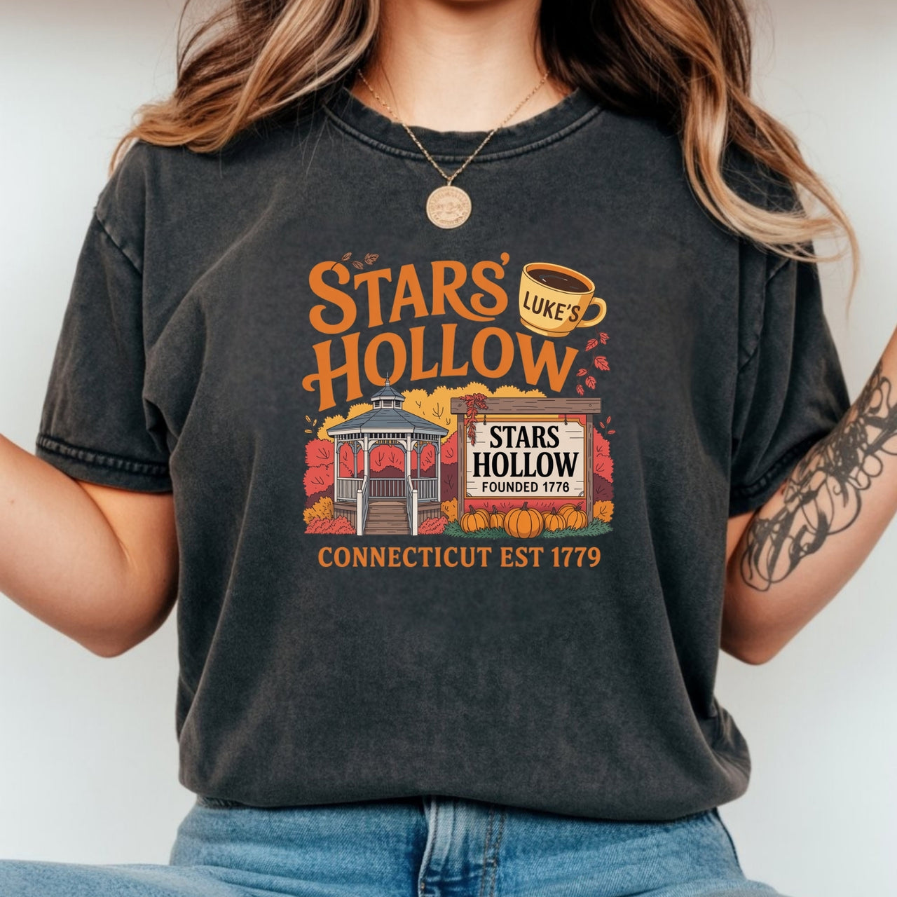 Stars Hollow T-Shirt – Retro Coffee Lover Tee – Vintage Small Town Graphic Design