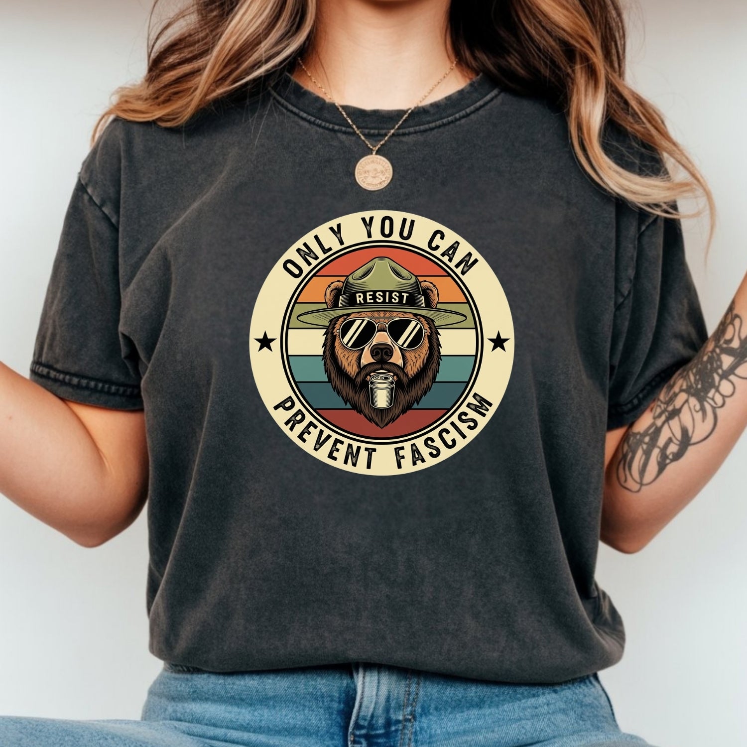 Retro Forest Ranger Bear T-Shirt – Funny Environmental Parody Tee – Vintage Nature Graphic
