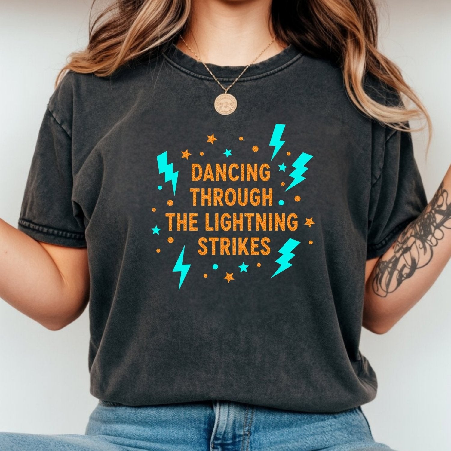 Dancing Through the Lightning Shirt – Vintage Opalite Sky Graphic Tee